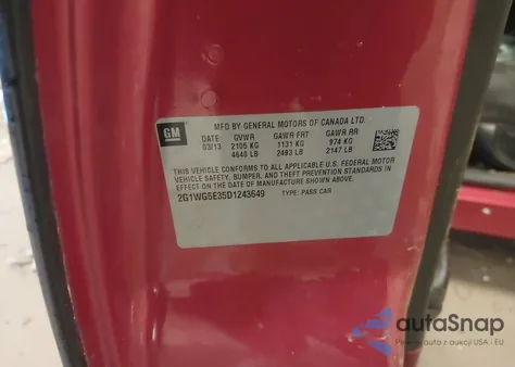 2013 Chevrolet Impala Lt z USA, uszkodzony, nr VIN 2G1WG5E35D1243649